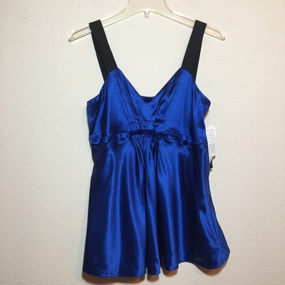 Nine West Tops - 3/$20 Blue satin top with black straps Nine West
